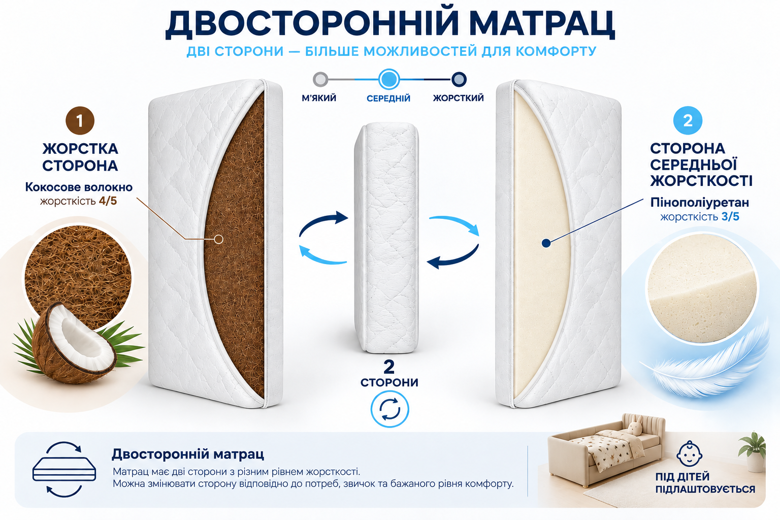 Двосторонній безпружинний матрац
